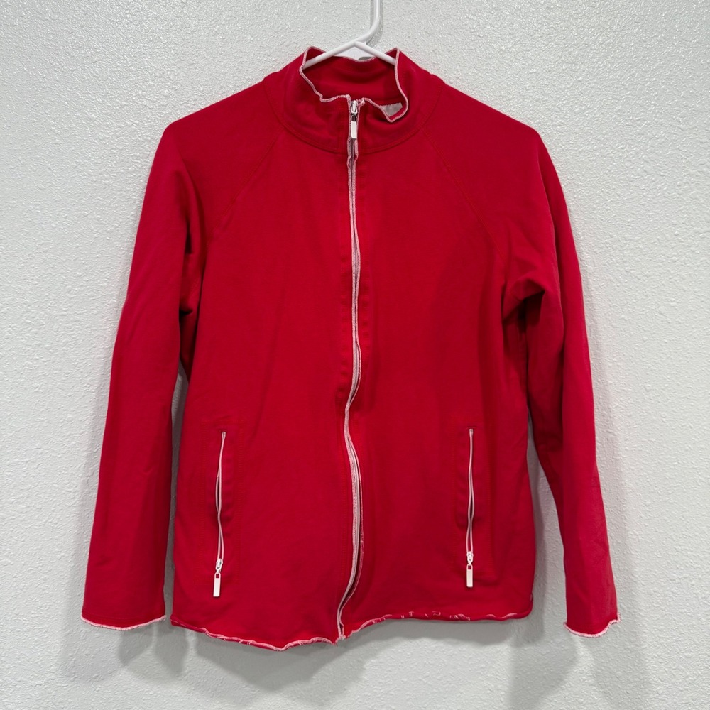 White Stag Red Floral Lined Zip‎ Up Jacket Women Medium